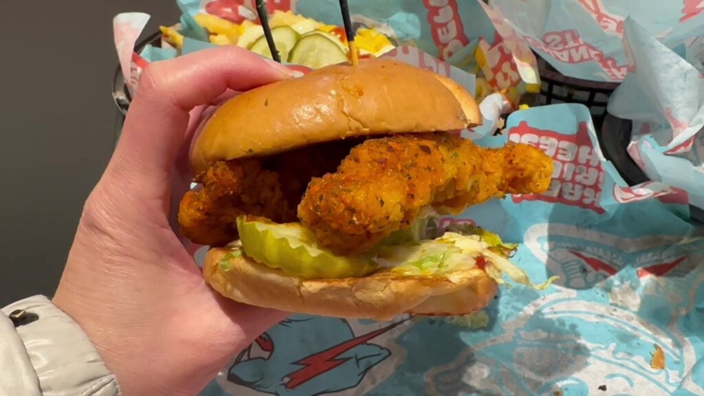 MrBeast Burger Nashville Hot Chicken Tender sandwich